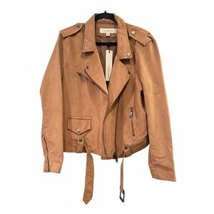 Calvin Klein Jeans $159 NWT Brown Faux Suede Moto Jacket XL Streetwear